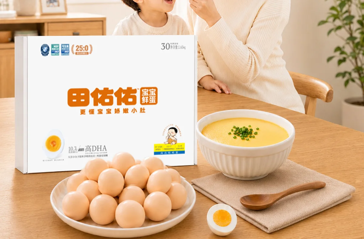 田佑佑宝宝鲜蛋家庭装、鸡蛋与家庭食用场景